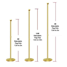 Double Flag Pole, Golden Base, Pole Dia. 32mm Adjustable Height 1.6-2.6m