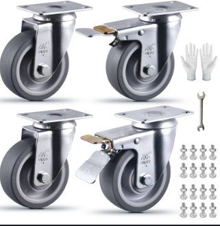 Industrial 4 Inch TPR Castor Wheel, Swivel With Brake, 100*32