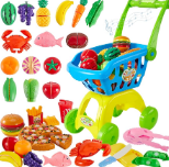 Toy Shopping Cart With Colorful Variety Of Fruits - Age 3+