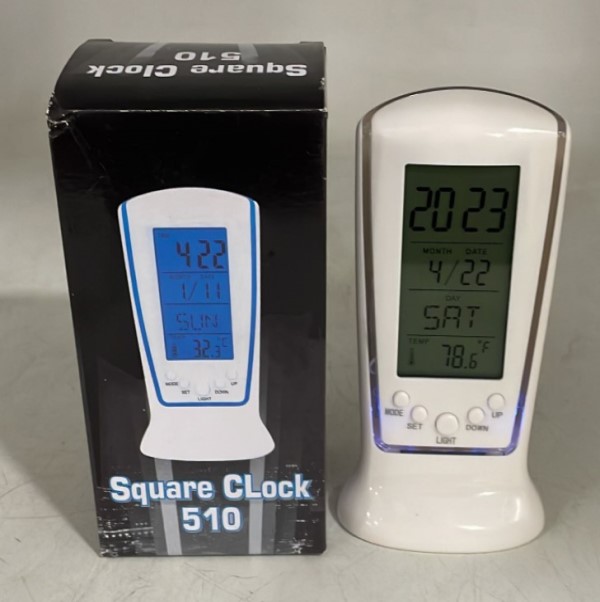 LED Digital Luminous Alarm Clock White (Size: 6.4*5.8*12.2cm), Day, M,Y, Temperature