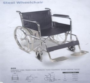 Wide Adult Wheelchair, Steel Finish, 56cm Width, Load Bearing-150kgs