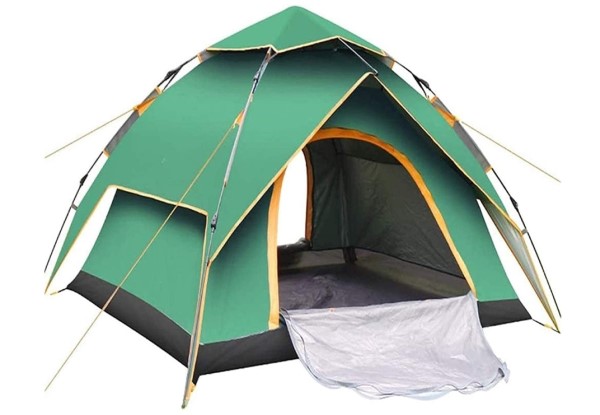 Dome Pop-Up Camping Tent,3 Person Automatic Tent,Double Layer Waterproof Tent, Green, Expanded size: 230*200*140cm