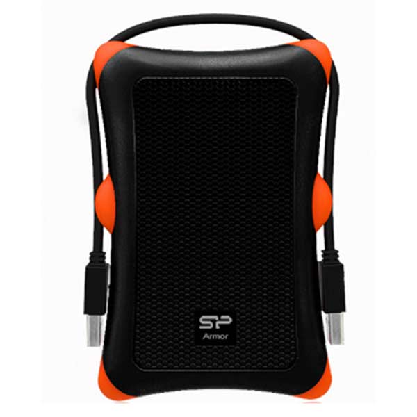 USB 3.0 External HDD 2.5 Armour A30 2TB Drop, Orange Pressure And Bibration Resistant, Silicon Power