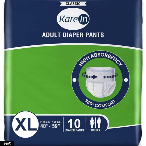 Karein Classic Adult Pull Up Diapers, Xlarge Size, 12 Packs Of 10 Pcs = 120 Pcs In 1 Carton, Waist Size 101 - 150 Cm