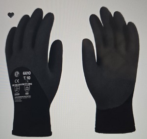 Cold Room Non Slip Gloves, With Elastic Wrist, Per Pair, Color Black With Brown Border