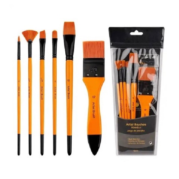 Artist Brush Set Of 6, Orange Xin Bowen