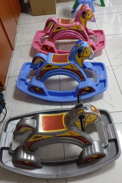 Plastic Rocking Horse, Pink/Blue/Grey, Suitable For 12yrs Childern (Depending On Weight)