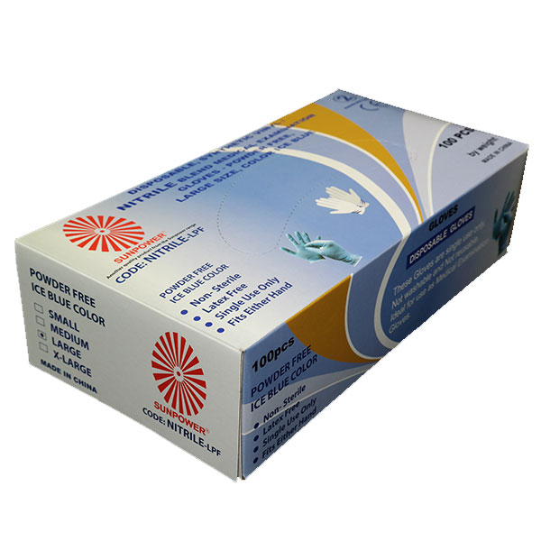 Disposable Synthetic Vinyl, Nitrile Blend Medical Examination Glove, Powder Free, Medium Size, Ice Blue, 1000Pcs/Ctn