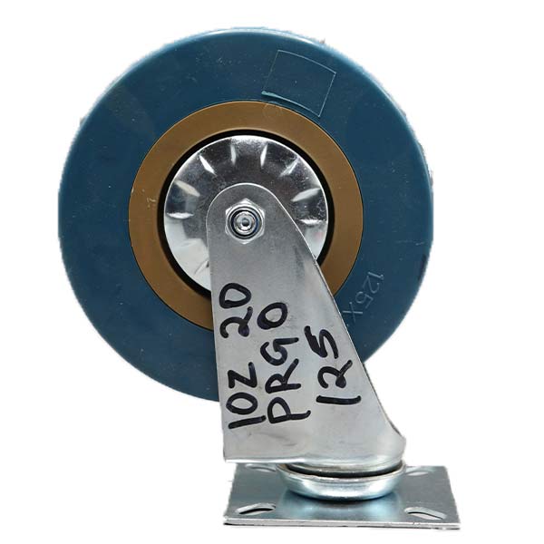 LD Rubber Castor Wheel Swivel W/Brake, Plate Swivel, Wheel Size- 125*25 Plate/Screw Size 65*65mm