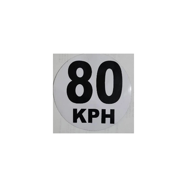 Sticker 80Kph - White On Black Writing