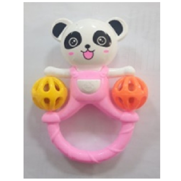 Toy Rattle, Multi Colored, 2 Balls With Teddy Bear, Price Per Outer Of 10 Pcs