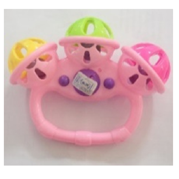 Toy Rattle, Multi Colored, 3 Balls With Handle, Price Per Outer Of 6 Pcs