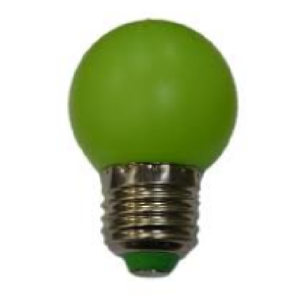 LED AC 220-240V Colour Bulb G45, 1Watts, E27, Green