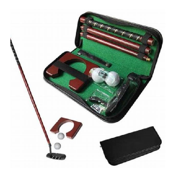 Golf Bag, Pvc With 3 Section, Wooden Putter In Zip Case