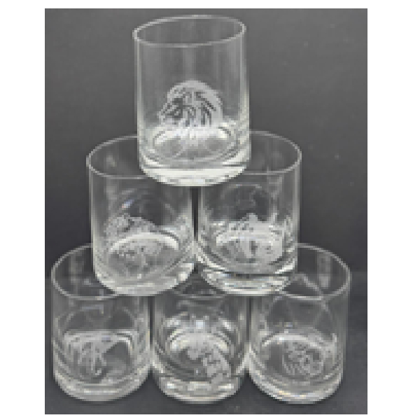 Set oF 6 Glasses With Animal Engraved On It