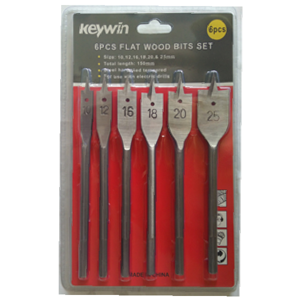 Wood Working Flat Drilll Set( 6pcs) 10/12/16/18/20/25mm