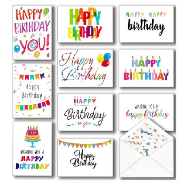 Greeting Cards Assorted Birthday Design, Pack Of 10