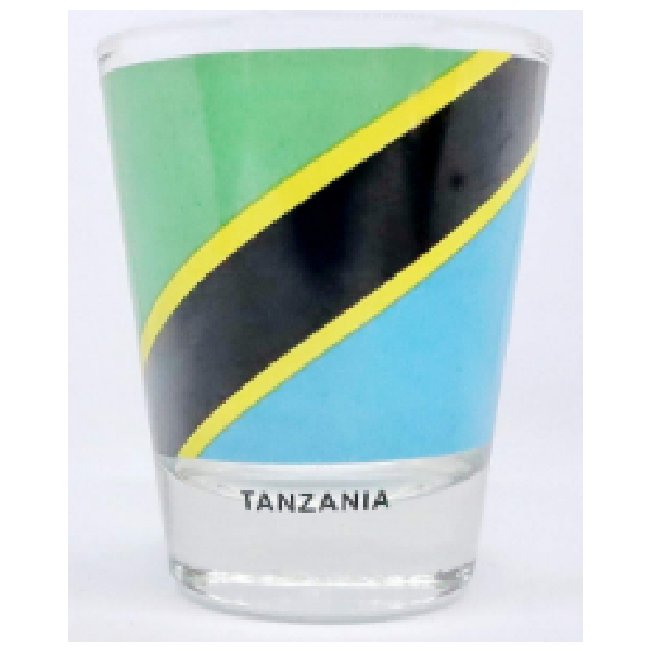 Shotglass, Tanzania Flag, Animal Print Sunpower Glass
