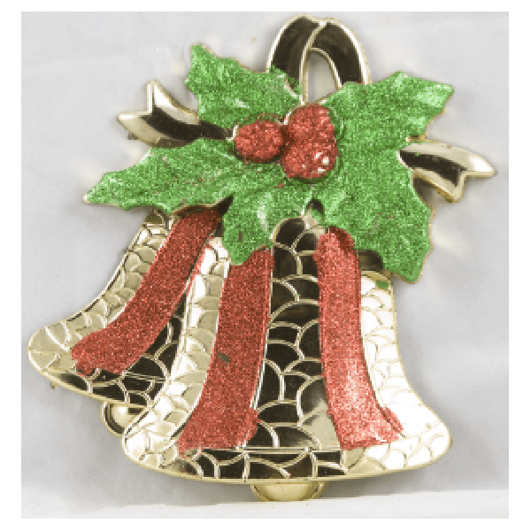 Christmas Hanging Bell 20Cm With Green Leave Shiny