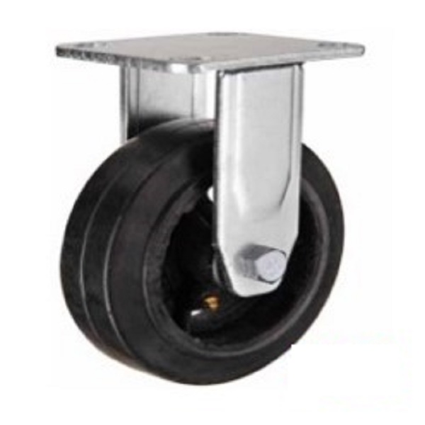 Heavy duty cast iron Rubber caster wheel rigid 100mm