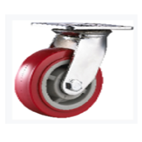 50Z20PUR-125 Heavy Duty PU Castor Wheel Plate Swivel, Double Ball Bearing, Wheel Size 125*50mm