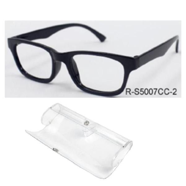 Reading Glass In Transparent Button Case Black PC Frame With AC Lens +2.50