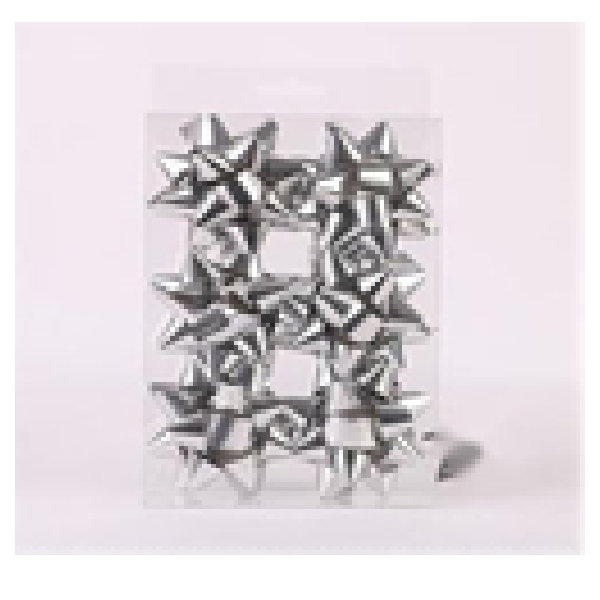 7.5cm Shiny Silver Star Flower Bow 6pcs/Pkt