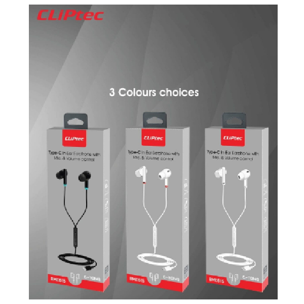 Cliptec Type-C In-Ear Earphone With Mic & Controller (C-Tone)-White/Rose Gold