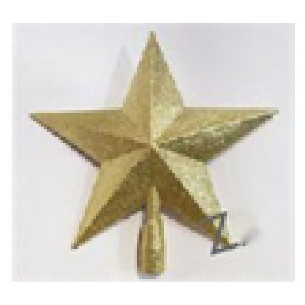 25cm Plastic Christmas Tree Top Star With Glitter Gold