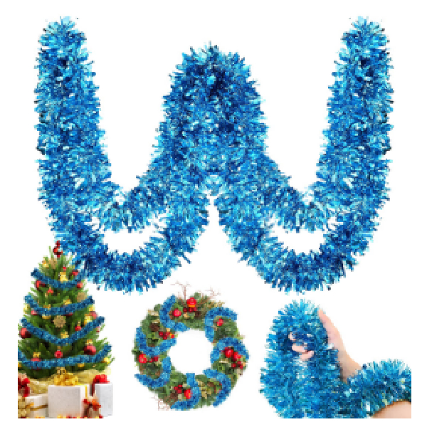 Christmas Tinsel PET, 8Cm*2M, Blue
