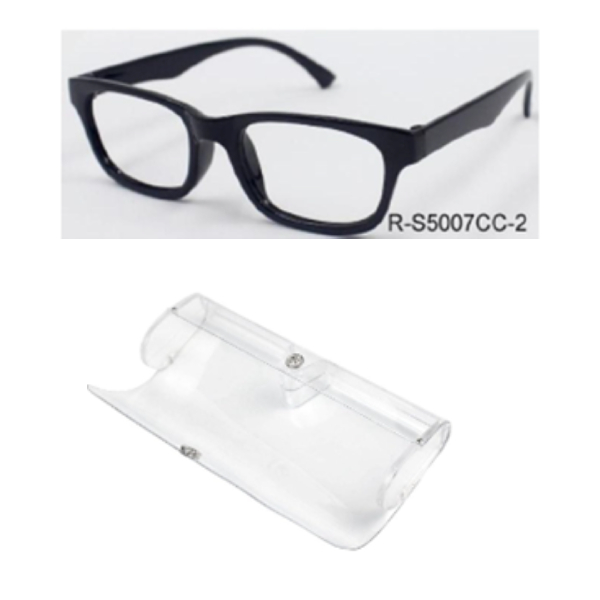Reading Glass In Transparent Button Case Black PC Frame With AC Lens +3.00