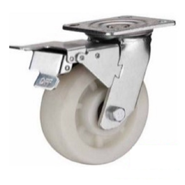 Heavy duty white PP caster wheel swivel with brake 125mm