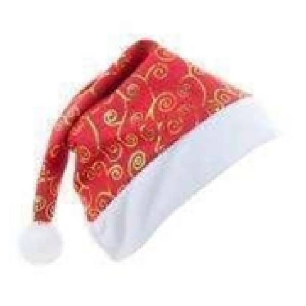 28*40cm Red Christmas Grass Lawn Gold Printed Hat