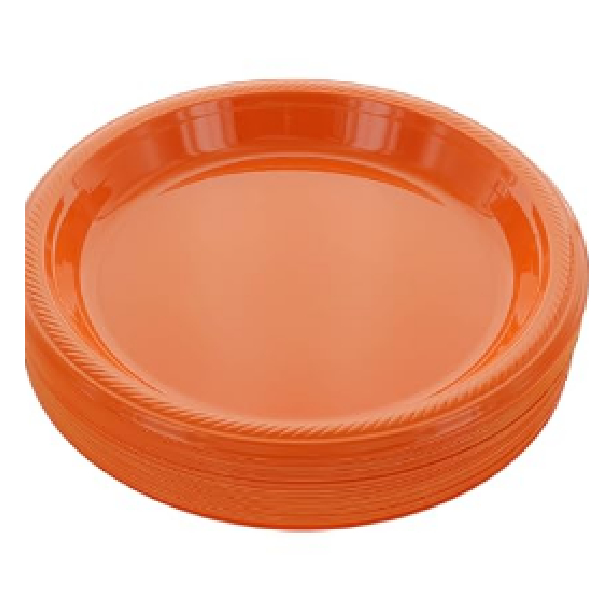 9Inch Plain Round Orange Coloured Plate, Pack of 25