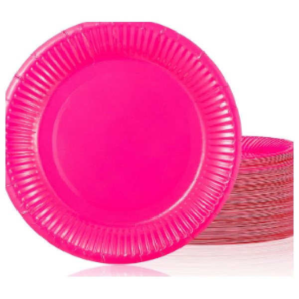 9Inch Plain Round Pink Coloured Plate, Pack of 25