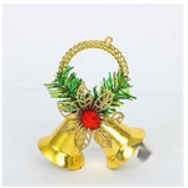 12.9cm Hanging Plastic Bell With Decoration On Ring, Gold