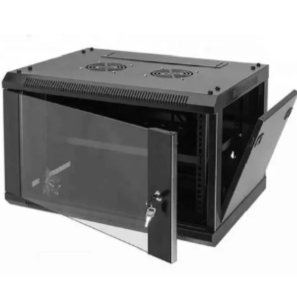 6U 600X450mm Single Wallmount Cabinet With Openable Side Panels From Outside With 4 Way Extension (PDU) 1XUSB Charging Port & USB Fan Installed