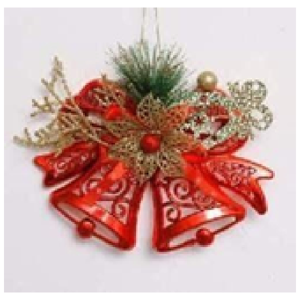 19*14cm Hanging Plastic Bell With Decorations. Red