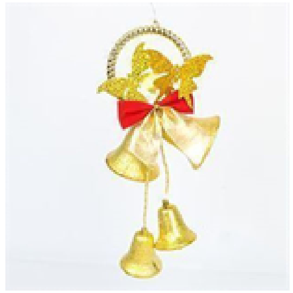 25*12cm Hanging Big Plastic Bell On Ring With Deco With Two Small Bells On Chain Gold