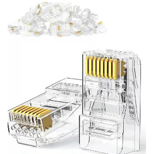 RJ45 Pins With Gold Plating, Pack Of 50 Pcs, Bag With Header, Terabit