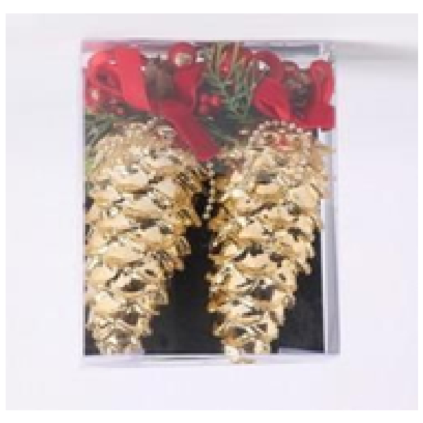 11*5cm Shiny Gold Plastic Pine Cone Decorated, 2pcs/pkt