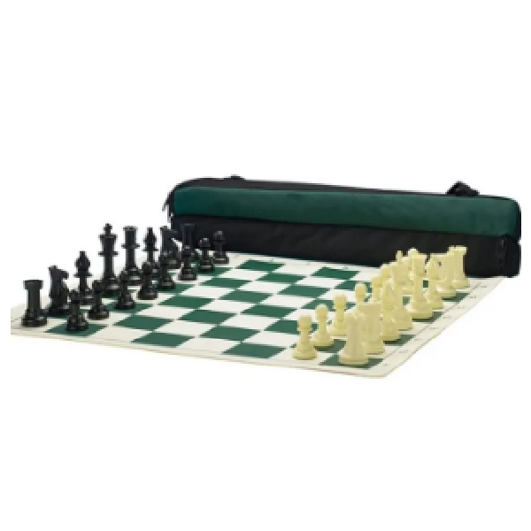 Tournament Standard Club Chess Set With Carry Bag, Vinyl Chess Board 20X20 With Complete Chess Pieces & Includes Extra Queens For Each Color