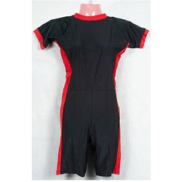 Lycra Swim Costume Full Body Upto Knee, Black & Red / Black & Blue, Size 26