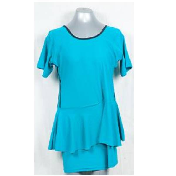 Swim Costume With Full Frill Black/Peacock Blue/Navy Blue Size 4XL