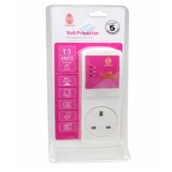 Voltage Protector, 2990 Watts, TV/Fridge/Electronic Equipment Protector With Digital Display, Multiplug Socket, Sunpower