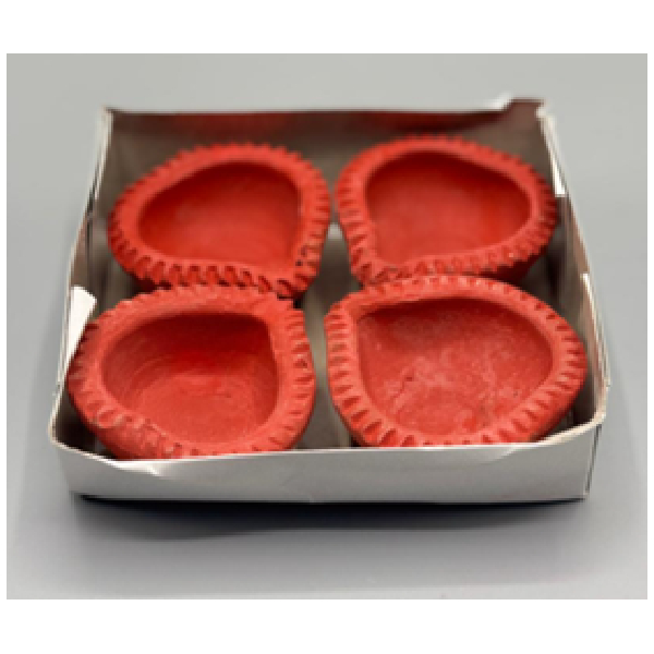 Clay Diya Set Of 4 In Plain Window Box