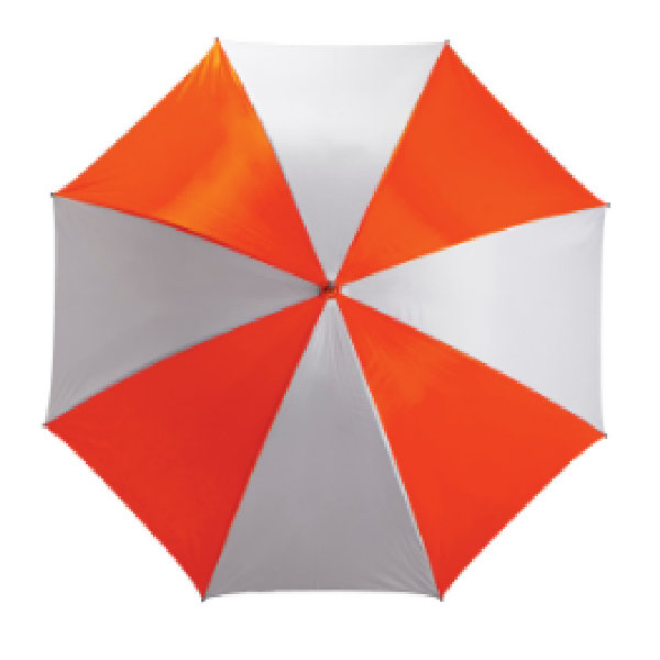 Umbrella 120cm Straight Silver Handle, 8 Panel, Orange/White
