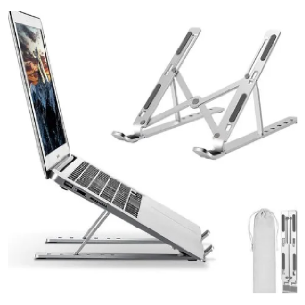 Foldable Aluminum Laptop Stand, Weight Cap-5kg, Silver, Size 240X(45-165)x(60-148)mm, Lumi
