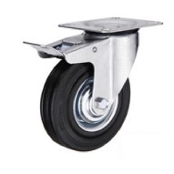 35Z22SRB-160 Industrial rubber caster wheel swivel with brake 160mm
