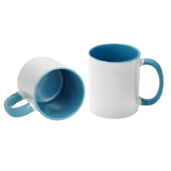 11 Oz Ceramic Mugs Inner & Handle Light Blue